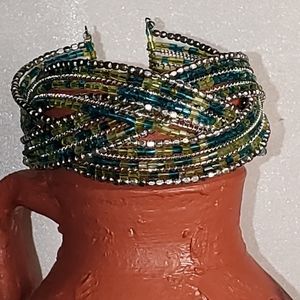 Multi colored beaded cuff bracelet